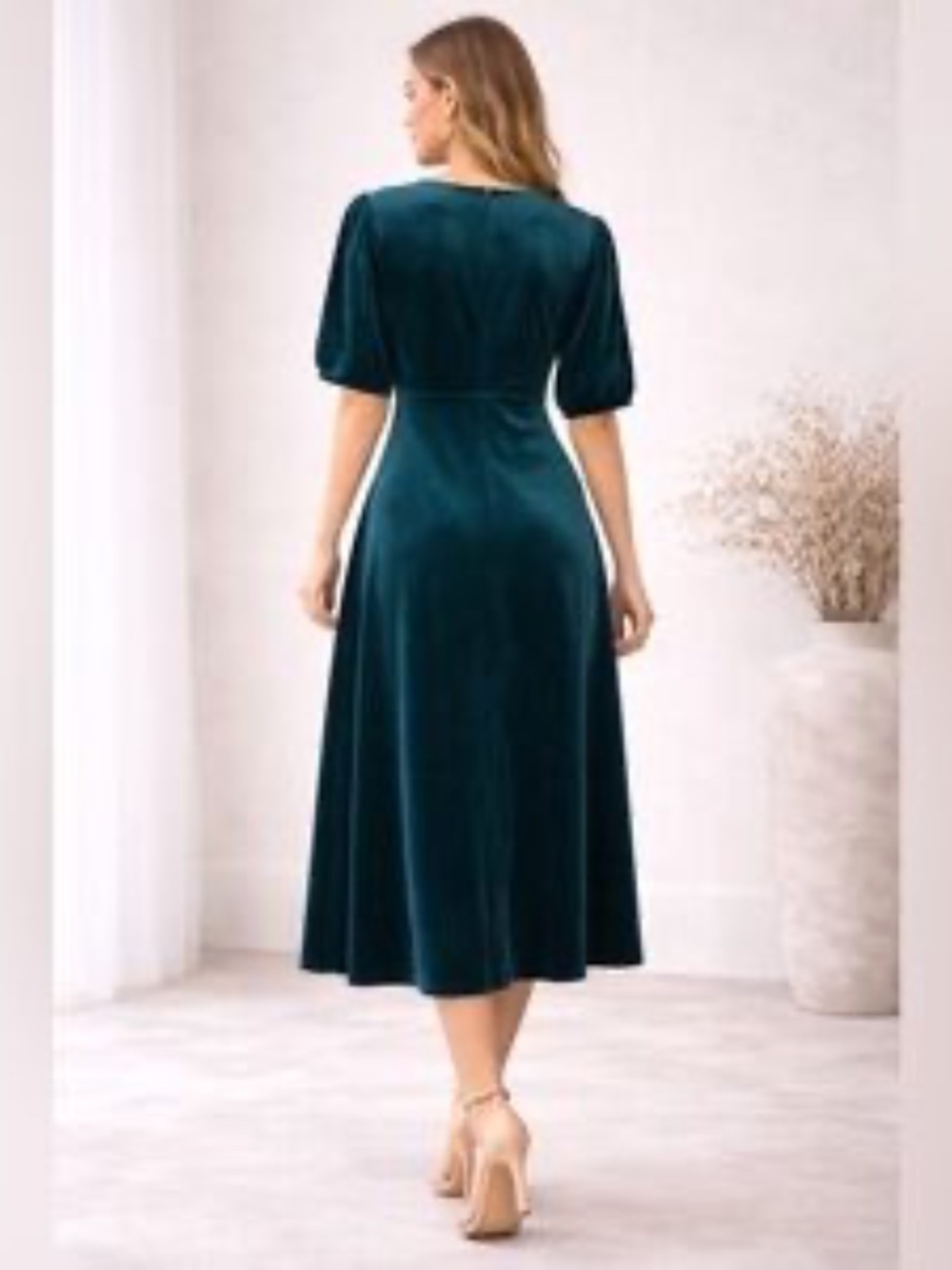 Briggs New York Teal Color Dress Empire Waist Holiday M - Picture 2 of 2